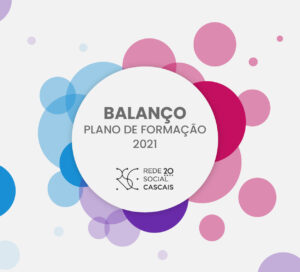 Logo do Plano de Formação da RS 2021 e logo dos 20nos da Rede Social Cascais